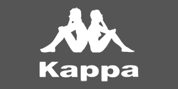 weisses "Kappa"-Logo auf grauem Hintergrund