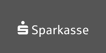 weisses "Sparkasse"-Logo auf grauem Hintergrund