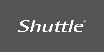 weisses "Shuttle"-Logo auf grauem Hintergrund