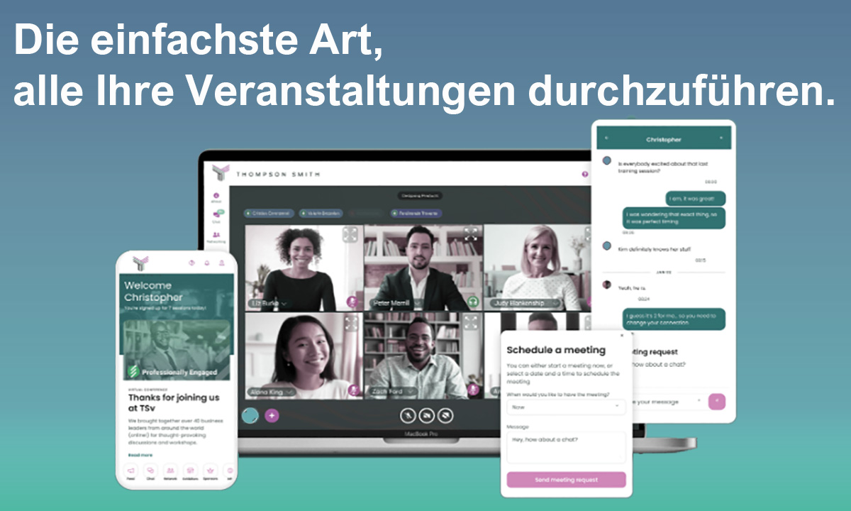 Werbeposter fuer die Software "Aventri" - "Die einfachste Art, alle Ihre Veranstaltungen durchzufuehren"